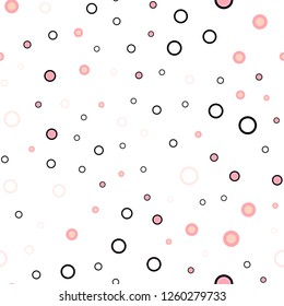 Light Pink, Yellow vector seamless texture with disks. Glitter abstract illustration with blurred drops of rain. Pattern for trendy fabric, wallpapers.