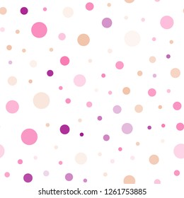 Light Pink, Yellow vector seamless template with circles. Illustration with set of shining colorful abstract circles. Design for textile, fabric, wallpapers.