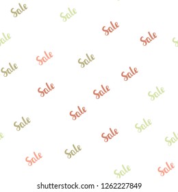 Light Pink, Yellow vector seamless template with selling words. Illustration with signs of sales on abstract template. Template for season sales, shopping ads.