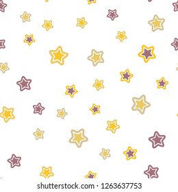 Light Pink, Yellow vector seamless cover with small and big stars. Shining colored illustration with stars. Pattern for trendy fabric, wallpapers.