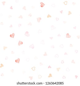 Light Pink, Yellow vector seamless layout with sweet hearts. Decorative shining illustration with hearts on abstract template. Pattern can be used for valentine's ad, booklets.