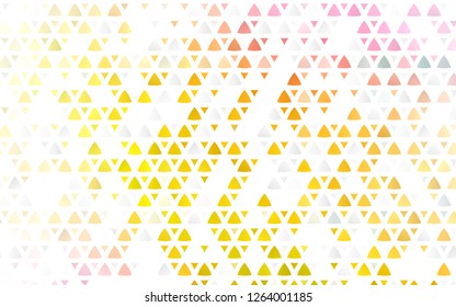 Light Pink, Yellow vector seamless template with crystals, triangles. Triangles on abstract background with colorful gradient. Trendy design for wallpaper, fabric makers.