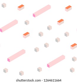 Light Pink, Yellow vector seamless, isometric texture in rectangular style. Beautiful illustration with rectangles and squares. Design for wallpaper, fabric makers.