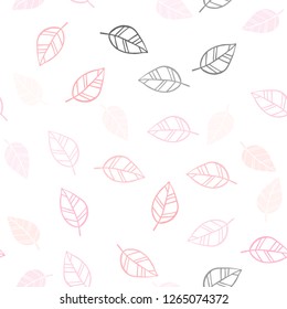 Light Pink, Yellow vector seamless elegant background with leaves. Colorful illustration in doodle style with leaves. Pattern for trendy fabric, wallpapers.