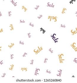 Light Pink, Yellow vector seamless cover with symbols of sales. Shining colorful illustration with isolated selling prices. Design for business ads, commercials.