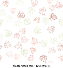 Light Pink, Yellow vector seamless doodle backdrop with leaves. Modern geometrical abstract illustration with leaves. Template for business cards, websites.