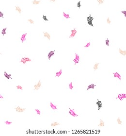 Light Pink, Yellow vector seamless doodle background with leaves. leaves on blurred abstract background with gradient. Trendy design for wallpaper, fabric makers.