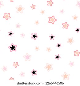 Light Pink, Yellow vector seamless pattern with christmas stars. Blurred decorative design in simple style with stars. Texture for window blinds, curtains.
