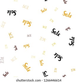 Light Pink, Yellow vector seamless cover with symbols of 30, 50, 70 % sales. Gradient illustration with discount signs on white backdrop. Backdrop for ads, leaflets of Black Friday.
