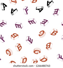 Light Pink, Yellow vector seamless background with 3D signs of alphabet. Abstract illustration with 3D ABC symbols. Pattern for design of fabric, wallpapers.