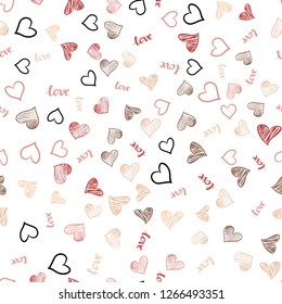 Light Pink, Yellow vector seamless template with text LOVE YOU, hearts. Colorful illustration with quote LOVE YOU, hearts. Design for wallpaper, fabric makers.