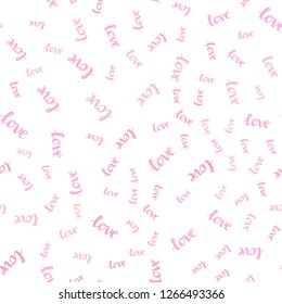 Light Pink, Yellow vector seamless background with words of love. Colorful illustration with quote LOVE YOU in celebration style. Pattern for trendy fabric, wallpapers.