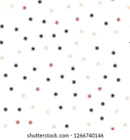 Light Pink, Yellow vector seamless cover with beautiful snowflakes. Colorful decorative design in xmas style with snow. Design for textile, fabric, wallpapers.