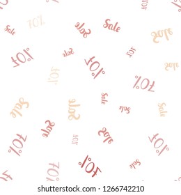 Light Pink, Yellow vector seamless layout with discount of 70%. Illustration with signs of sales on abstract template. Backdrop for mega promotions, discounts.