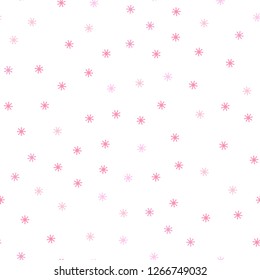 Light Pink, Yellow vector seamless texture with colored snowflakes. Colorful decorative design in xmas style with snow. Texture for window blinds, curtains.
