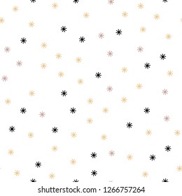 Light Pink, Yellow vector seamless layout with bright snowflakes. Colorful snowflakes with gradient on abstract background. Template for business cards, websites.