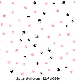 Light Pink, Yellow vector seamless template with cups of coffee, beans. Glitter abstract backdrop with gradient mugs, coffee grains. Pattern for ads of breakfast, lunch, dinner.