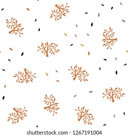 Light Pink, Yellow vector seamless doodle pattern with leaves, branches. Colorful abstract illustration with leaves in doodle style. Texture for window blinds, curtains.