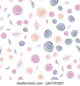 Light Pink, Yellow vector seamless abstract design with leaves and flowers. Decorative design in Indian style on white background. Texture for window blinds, curtains.