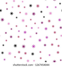 Light Pink, Yellow vector seamless texture with colored snowflakes. Modern geometrical abstract illustration with snowflakes. Design for textile, fabric, wallpapers.