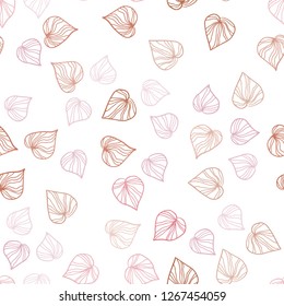Light Pink, Yellow vector seamless doodle background with leaves. A vague abstract illustration with leaves in doodles style. Trendy design for wallpaper, fabric makers.
