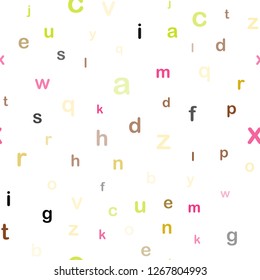 Light Pink, Yellow vector seamless pattern with ABC symbols. Shining illustration with ABC symbols on abstract template. Pattern for design of fabric, wallpapers.