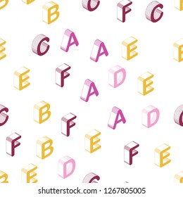 Light Pink, Yellow vector seamless template with 3D isolated letters. Shining colorful 3D illustration with isolated letters. Pattern for trendy fabric, wallpapers.