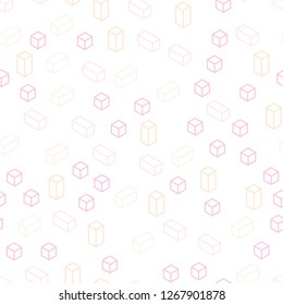 Light Pink, Yellow vector seamless, isometric template with rhombus. Illustration with set of colorful rectangles. Texture for window blinds, curtains.