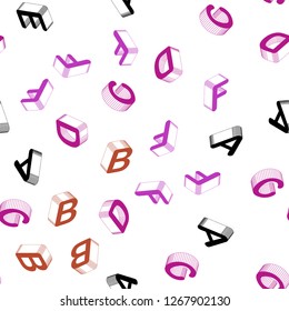 Light Pink, Yellow vector seamless pattern with 3D ABC symbols. Abstract illustration with 3D ABC symbols. Design for textile, fabric, wallpapers.