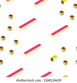 Light Pink, Yellow vector seamless, isometric template with rhombus. Decorative design in abstract style with rectangles. Template for business cards, websites.