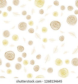 Light Pink, Yellow vector seamless doodle background with leaves and flowers. Decorative design in Indian style on white background. Design for textile, fabric, wallpapers.