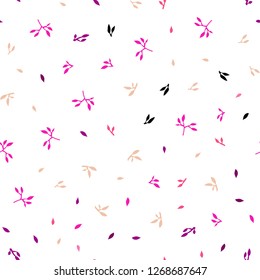 Light Pink, Yellow vector seamless abstract backdrop with leaves. Brand new colored illustration in blurry style with leaves. Pattern for design of window blinds, curtains.