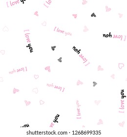 Light Pink, Yellow vector seamless cover with Shining hearts. Blurred decorative design in doodle style with hearts. Template for Valentine's greeting postcards.