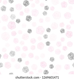Light Pink, Yellow vector seamless natural pattern with flowers. Decorative design of flowers on white background. Template for business cards, websites.
