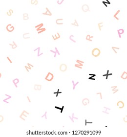 Light Pink, Yellow vector seamless texture with ABC characters. Abstract illustration with colored latin alphabet. Pattern for trendy fabric, wallpapers.
