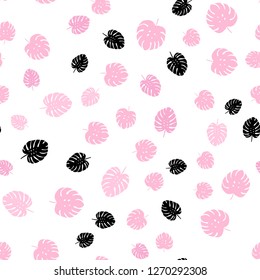 Light Pink, Yellow vector seamless doodle backdrop with leaves. leaves on elegant natural pattern with gradient. Design for textile, fabric, wallpapers.