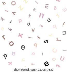 Light Pink, Yellow vector seamless pattern with ABC symbols. Blurred design in simple style with signs of alphabet. Design for wallpaper, fabric makers.