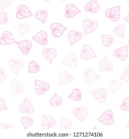 Light Pink, Yellow vector seamless elegant template with leaves. leaves on elegant natural pattern with gradient. Pattern for trendy fabric, wallpapers.