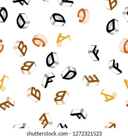 Light Pink, Yellow vector seamless pattern with 3D ABC symbols. Abstract illustration with 3D ABC symbols. Pattern for design of fabric, wallpapers.