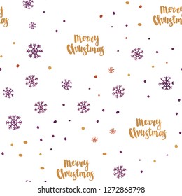Light Pink, Yellow vector seamless pattern with christmas snowflakes. Shining colorful illustration with snow on abstract template. Pattern for design of fabric, wallpapers.
