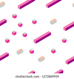 Light Pink, Yellow vector seamless, isometric pattern in square style. Illustration with set of colorful rectangles. Texture for window blinds, curtains.