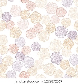 Light Pink, Yellow vector seamless doodle template with flowers. Flowers in natural style on white background. Template for business cards, websites.