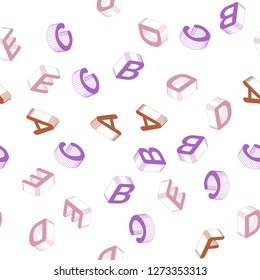 Light Pink, Yellow vector seamless template with 3D isolated letters. Colorful gradient design in 3D style with signs of alphabet. Design for wallpaper, fabric makers.