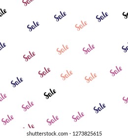 Light Pink, Yellow vector seamless cover with symbols of sales. Gradient illustration with discount signs on white backdrop. Pattern for ads, posters, banners of sales.