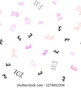 Light Pink, Yellow vector seamless template with 70% selling. Abstract illustration with colorful gradient symbols of sales. Backdrop for mega promotions, discounts.