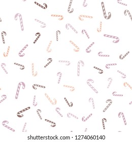 Light Pink, Yellow vector seamless background with sweet xmas lollipops.