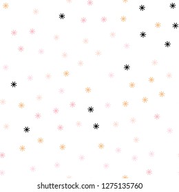 Light Pink, Yellow vector seamless pattern with christmas snowflakes. Glitter abstract illustration with crystals of ice. Pattern for design of fabric, wallpapers.