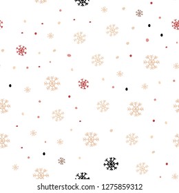 Light Pink, Yellow vector seamless cover with beautiful snowflakes. Shining colorful illustration with snow in christmas style. Trendy design for wallpaper, fabric makers.
