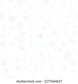 Light Pink, Yellow vector seamless texture with colored snowflakes. Shining colored illustration with snow in christmas style. Trendy design for wallpaper, fabric makers.