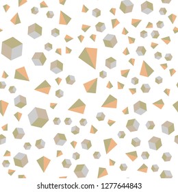 Light Pink, Yellow vector seamless, isometric backdrop with lines, rhombus. Decorative design in abstract style with lines, cubes. Texture for window blinds, curtains.